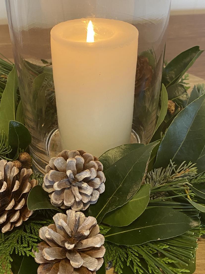 Wreath Kit includes Hurricane Lamp & Pillar Candle - Excludes Foliage