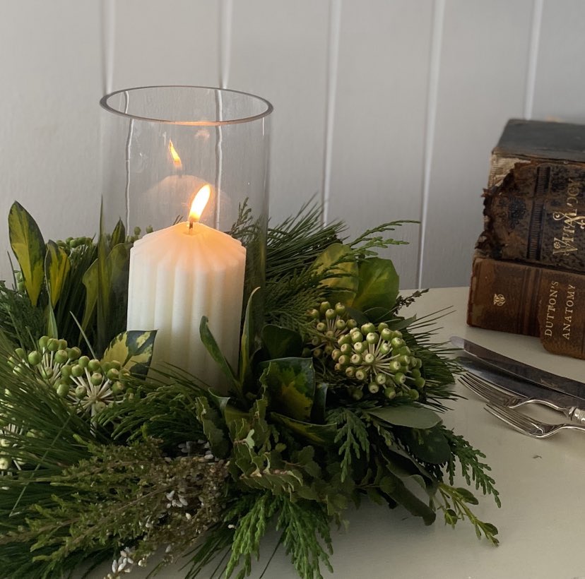 Wreath Kit includes Hurricane Lamp & Pillar Candle - Excludes Foliage
