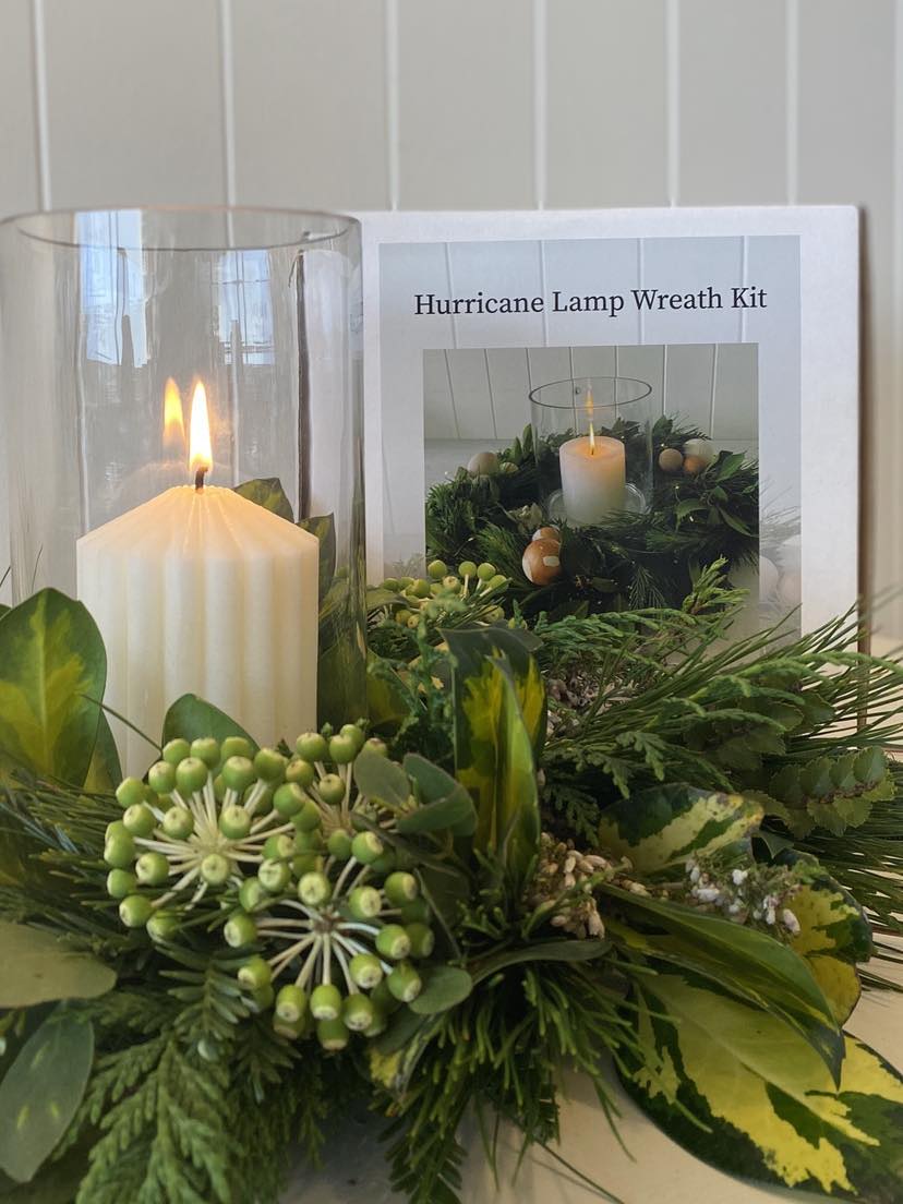 Wreath Kit includes Hurricane Lamp & Pillar Candle - Excludes Foliage
