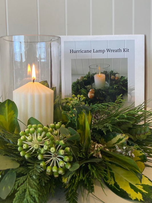 Wreath Kit includes Hurricane Lamp & Pillar Candle - Excludes Foliage