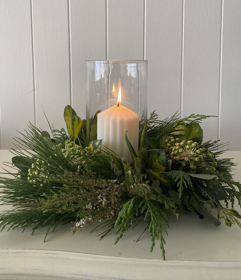 Wreath Kit includes Hurricane Lamp & Pillar Candle - Excludes Foliage